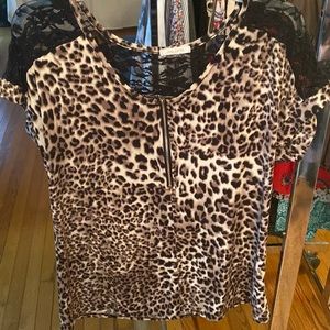 Cheetah print zip up blouse